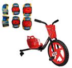 Super Bike Gira Gira 360 Vermelha Com Kit de Proteção Hot Wheels M - Bicicleta de Manobras - Fênix - GBK-718VM