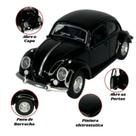 Super Carrinho De Ferro Miniatura Fusca Carros Brinquedo 1:32 Cor Preto