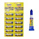 Super Cola Instantânea Universal Multiuso 3g Cartela com 12 Unidades para Plástico, Metal, Madeira, Cerâmica, Couro e Borracha