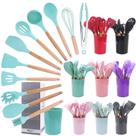 Super Kit Cozinha 12 Peças Utensílios completo de silicone de alta qualidade Espátula Concha Cor - PRETO