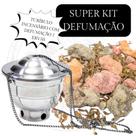 Super Kit Defumação com Turíbulo Alumínio e 250g Resina 7 Ervas Combinadas Naturais