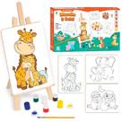 Super Kit Pintura Animais Mamâe E Bebê Com 4 Telas, Cavalete , 6 Tintas - Nig Brinquedos