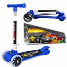 Super Patinete Infantil Scooter Carros 3 Rodinhas Meninos Luzes LED Até 45kg Azul