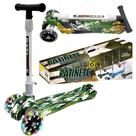 Super Patinete Infantil Verde Exército Luzes 3 Rodas Meninos