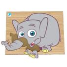 Super quebra cabeça elefante com 7 peças em madeira - simque - 644