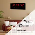 Super Relógio Parede Mesa Led Digital Calendário Termômetro Cor Preto Super Relógio Parede Mesa Led Digital Calendário Termômetro Cor Preto