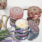 Super Velas Perfumadas Lata Mandala Cera De Coco vintage Várias fragrâncias