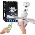 Super Ventilador De Teto 30w Com Lâmpada Led Controle Para Bocal E27 Pás Branco
