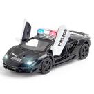 Supercarro modelo policial fundido sob pressão de liga 1/32 de brinquedo com som