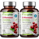 Suplemento Biophix D-Mannose com Cranberry - 1000mg - 120 Cápsulas (2 Frascos)