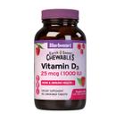 Suplemento Bluebonnet Nutrition Earth Sweet Vitamin D3 1000 UI, comprimidos mastigáveis, sabor framboesa, 90 comprimidos