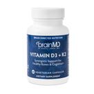 Suplemento BRAINMD Vitamina D3 + K2 60 cápsulas sem glúten