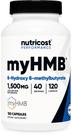 Suplemento Cápsulas Nutricost myHMB 1500 mg de cálcio HMB 120