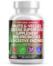 Suplemento Clean Nutraceuticals, frutas e vegetais, 120 cápsulas