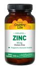 Suplemento Country Life de zinco quelado 50 mg 100 comprimidos