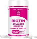 Suplemento de biotina 10000mcg com colágeno, queratina, óleo de abóbora