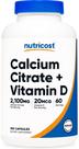 Suplemento de citrato de cálcio e vitamina D Nutricost 180 cápsulas
