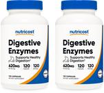 Suplemento de enzimas digestivas Nutricost 620mg 120 cápsulas x2