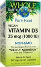 Suplemento de fatores naturais: vitamina D3 da Terra inteira e do mar