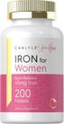 Suplemento de ferro Carlyle para mulheres 45 mg 200 comprimidos Suplemento de ferro Carlyle para mulheres 45 mg 200 comprimidos