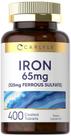Suplemento de Ferro Carlyle - Sulfato Ferroso 65mg - 400 Comprimidos Suplemento de Ferro Carlyle - Sulfato Ferroso 65mg - 400 Comprimidos