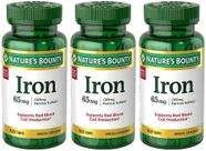 Suplemento de Ferro Nature's Bounty 65mg - 3 Frascos com 100 Comprimidos