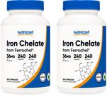 Suplemento de ferro Nutricost Quelated Ferrochel 36mg 240 cápsulas