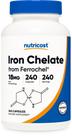 Suplemento de ferro Nutricost Quelated Iron 18mg 240 cápsulas