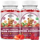 Suplemento de ferro para crianças com cálcio, zinco, multivitamínico infantil com gomas de ferro Suporte imunológico, gerador de sangue e suporte energético para deficiência de ferro 2 pacotes com sabor de morango, 60 gomas