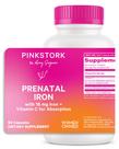 Suplemento de ferro pré-natal Pink Stork 18 mg com vitamina C por 2 meses