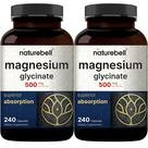 Suplemento de glicinato de magnésio NatureBell 500 mg 480 cápsulas