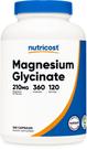 Suplemento de glicinato de magnésio Nutricost 210 mg 360 cápsulas