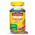 Suplemento de gomas de cálcio feitas na natureza 500 mg com vitamina D3