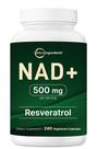 Suplemento de microingredientes NAD+ 500 mg com resveratrol 240 cápsulas