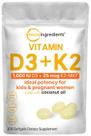 Suplemento de microingredientes Vitamina D3 1.000 UI + K2 25mcg Suplemento de microingredientes Vitamina D3 1.000 UI + K2 25mcg