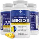 Suplemento de óleo de peixe TRUTHENTICS Omega 3 2400mg 60 cápsulas gelatinosas