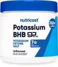 Suplemento de sais de potássio BHB da Nutricost 250 g com 6,4 g de BHB