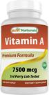 Suplemento de Vitamina A Best Naturals 25000 UI 180 Softgels