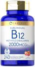Suplemento de Vitamina B12 Carlyle - 2000mcg - 240 Comprimidos