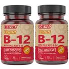 Suplemento de Vitamina B12 Vegana Deva - 1000 mcg, 90 Comprimidos (2 Pacotes)