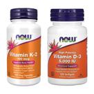 Suplemento de Vitamina D-3 5000 IU com Vitamina K2 - 120 cápsulas - Now Foods