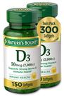 Suplemento de vitamina D3 Nature's Bounty 50mcg 2000IU 150ct x2