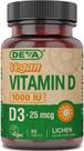 Suplemento de Vitamina D3 Vegana Deva - 1000 UI - 90 Comprimidos