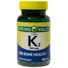 Suplemento de vitamina K2 Spring Valley 100mcg 60 cápsulas gelatinosas