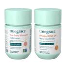 Suplemento diário True Grace One, multivitamínico feminino e óleo de peixe ômega-3, suprimento de 30 dias