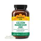 Suplemento dietético Country Life Cálcio Magnésio Zinco 1000 mg/500 mg/25 mg com vitamina D3 180 comprimidos