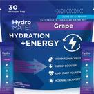 Suplemento eletrolítico, mistura de bebidas HydroMate Grape, pacote com 30