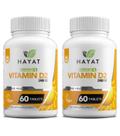 Suplemento HAYAT de Vitamina D2 2400 UI Vegan 120 comprimidos (pacote com 2)