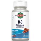 Suplemento KAL de vitamina D3 para mastigar 50mcg 2000IU 200 Serv
