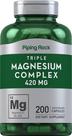 Suplemento mineral Piping Rock Triple Magnesium 420 mg 200 cápsulas